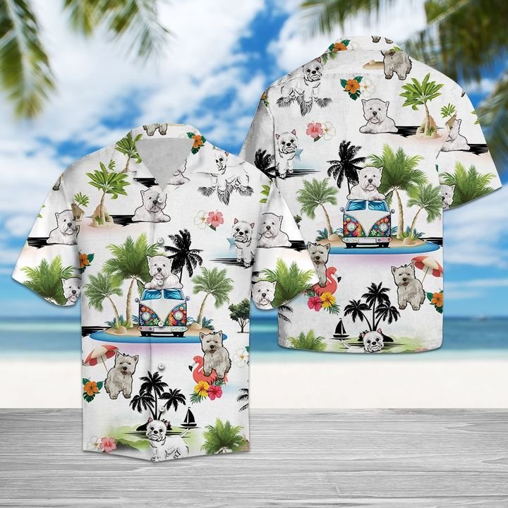 West Highland White Terrier Vacation Hawaiian Shirt Summer Button Up West Highland White Terrier Vacation Hawaiian Shirt Summer Button Up