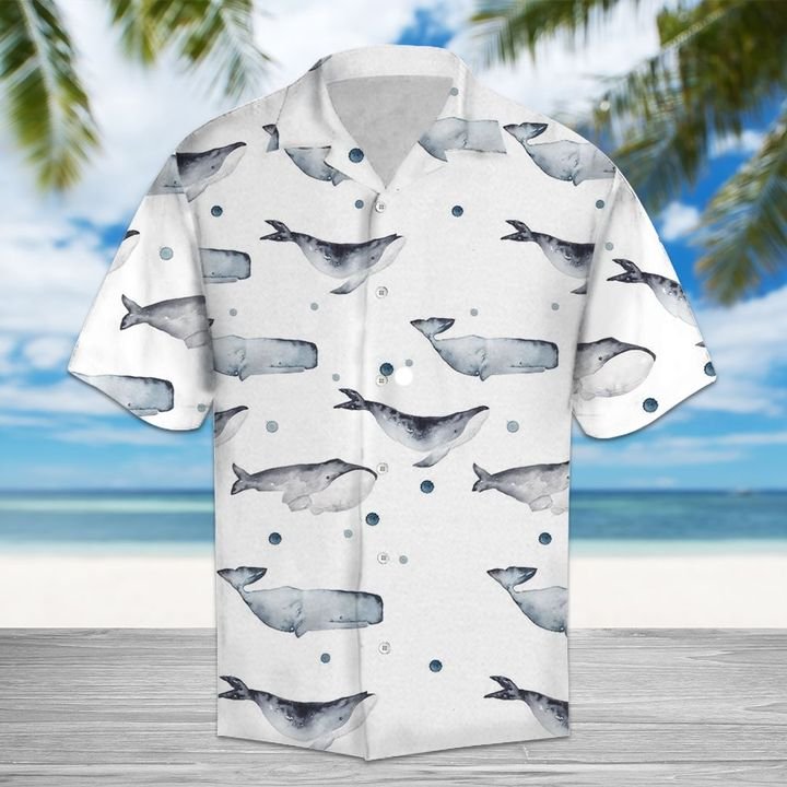 Whale Hawaiian Shirt Summer Button Up Whale Hawaiian Shirt Summer Button Up