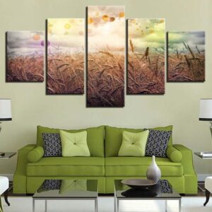 Wheat Field - Nature 5 Panel Canvas Art Wall Decor