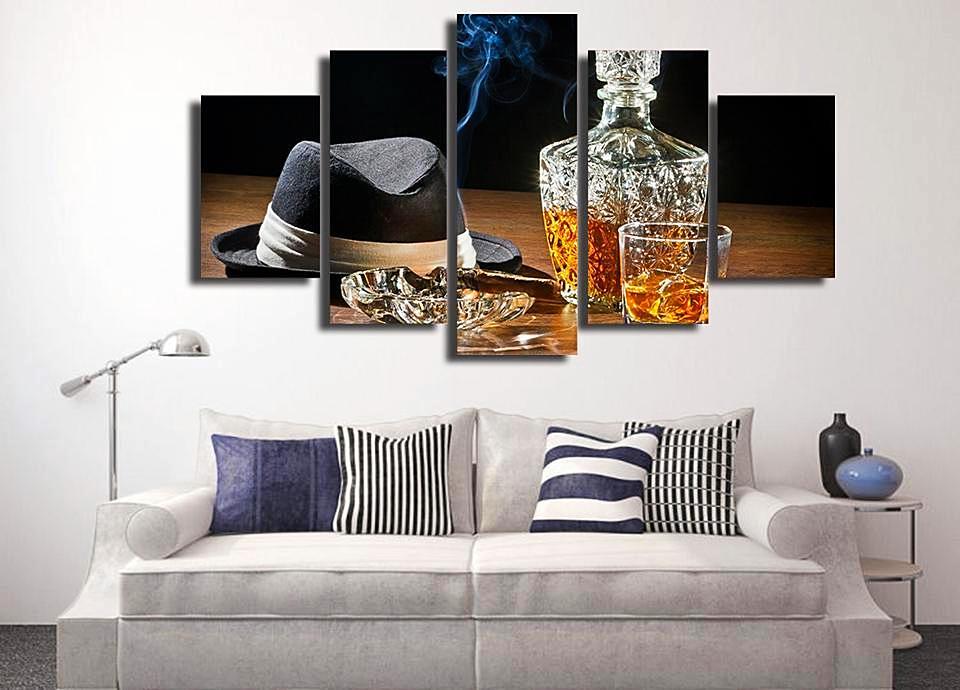 Whisky Cigars - Luxury 5 Panel Canvas Art Wall Decor Whisky Cigars - Luxury 5 Panel Canvas Art Wall Decor