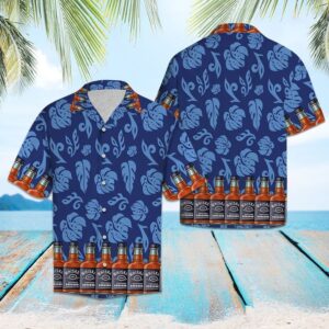 Whisky Palm Leaves Hawaiian Shirt Summer Button Up