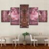 White Dove And Flower - Nature 5 Panel Canvas Art Wall Decor