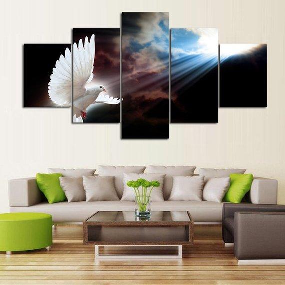 White Dove Holy Spirit - Animal 5 Panel Canvas Art Wall Decor White Dove Holy Spirit - Animal 5 Panel Canvas Art Wall Decor