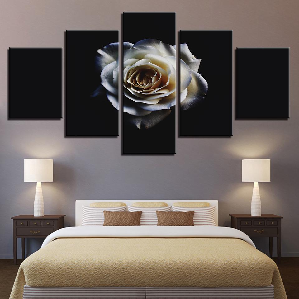 White Flowers 1 - Nature 5 Panel Canvas Art Wall Decor White Flowers 1 - Nature 5 Panel Canvas Art Wall Decor