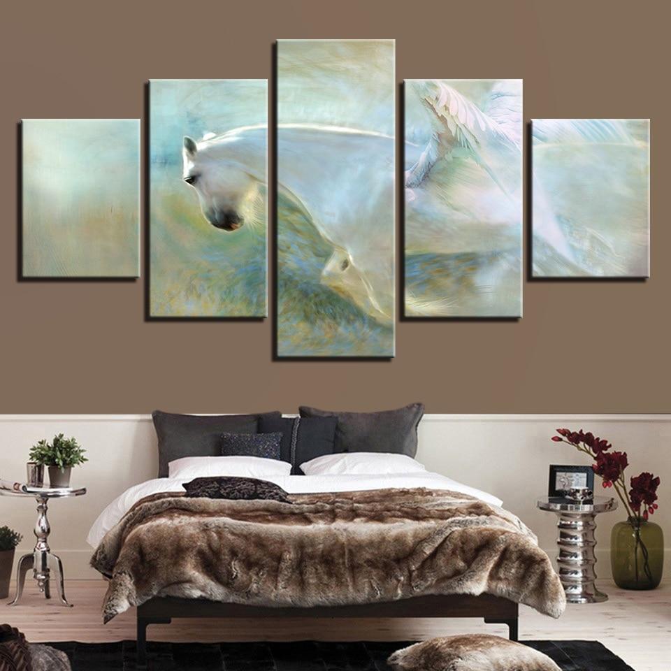 White Horse 10 - Animal 5 Panel Canvas Art Wall Decor White Horse 10 - Animal 5 Panel Canvas Art Wall Decor
