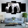 White Horse 2 - Abstract Animal 5 Panel Canvas Art Wall Decor