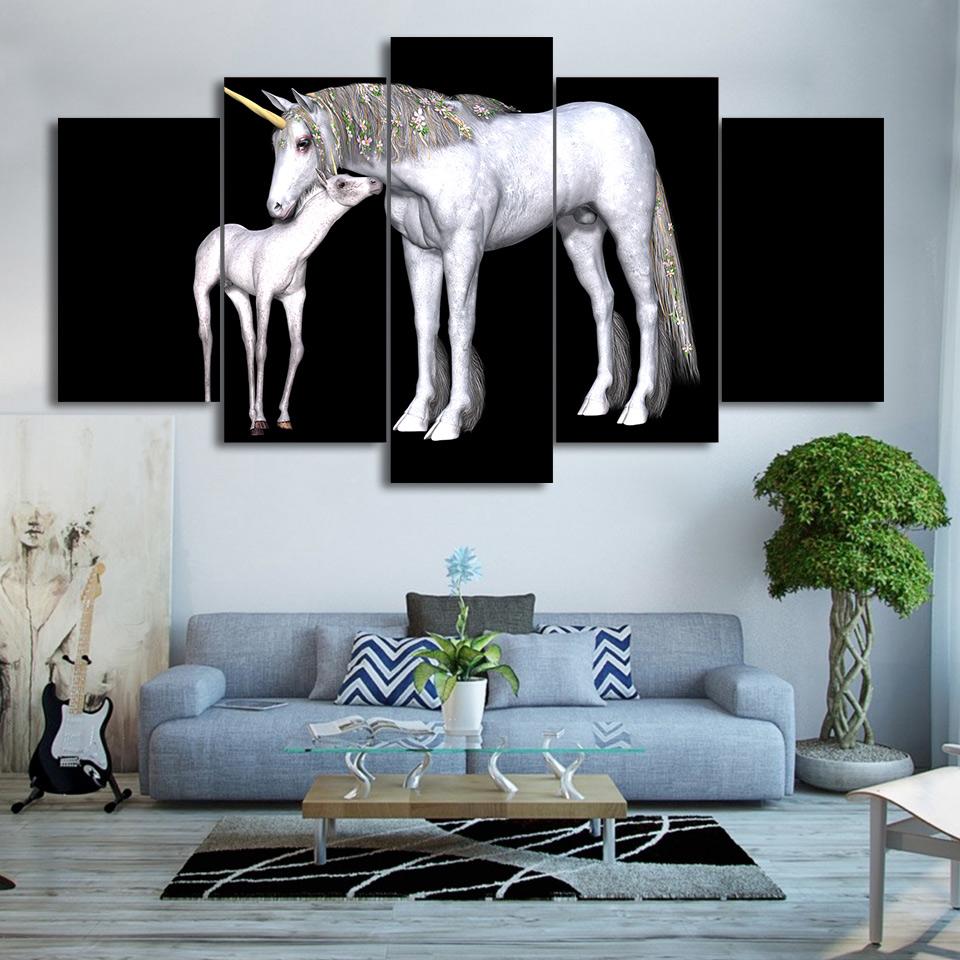 White Horse 2 - Abstract Animal 5 Panel Canvas Art Wall Decor White Horse 2 - Abstract Animal 5 Panel Canvas Art Wall Decor