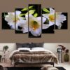 White Lillies - Nature 5 Panel Canvas Art Wall Decor