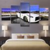 White Luxury Sports Car - Automative 5 Panel Canvas Art Wall Decor