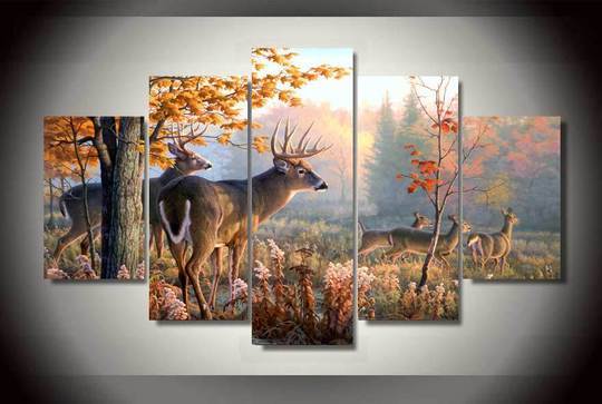White Tailed Deer - Movie 5 Panel Canvas Art Wall Decor White Tailed Deer - Movie 5 Panel Canvas Art Wall Decor