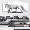 White Wol 2 - Animal 5 Panel Canvas Art Wall Decor