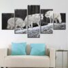 White Wolves In The Forest - Animal 5 Panel Canvas Art Wall Decor