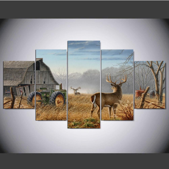 Whitetail Deer 2 - Animal 5 Panel Canvas Art Wall Decor Whitetail Deer 2 - Animal 5 Panel Canvas Art Wall Decor