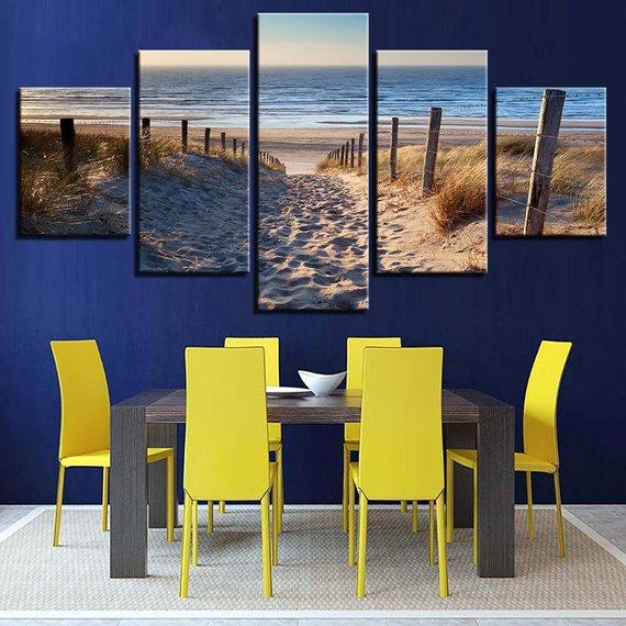 Wild Beach 5 - Nature 5 Panel Canvas Art Wall Decor Wild Beach 5 - Nature 5 Panel Canvas Art Wall Decor