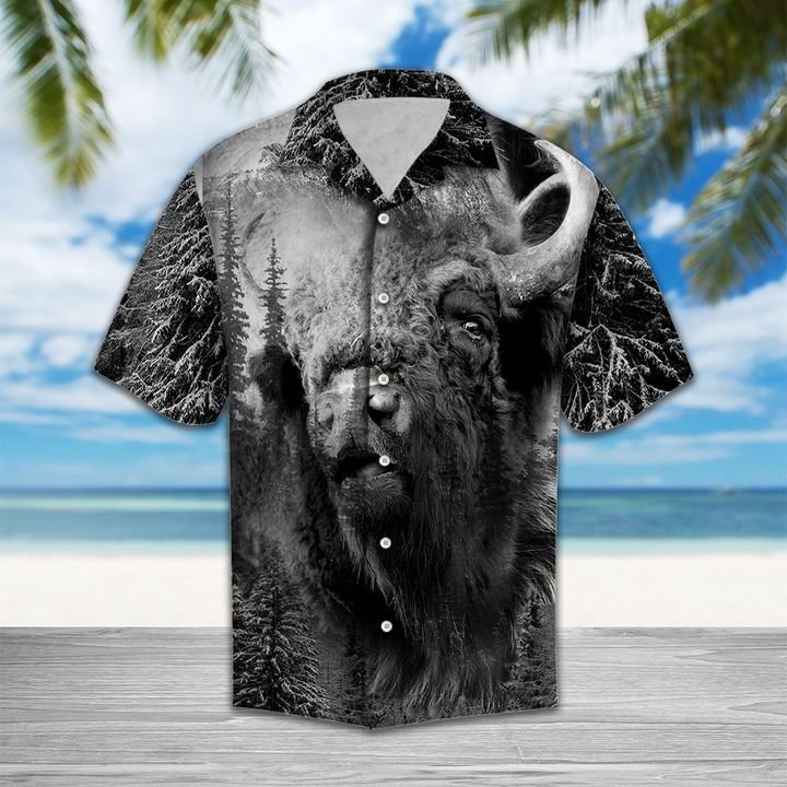 Wild Bison Hawaiian Shirt Summer Button Up Wild Bison Hawaiian Shirt Summer Button Up