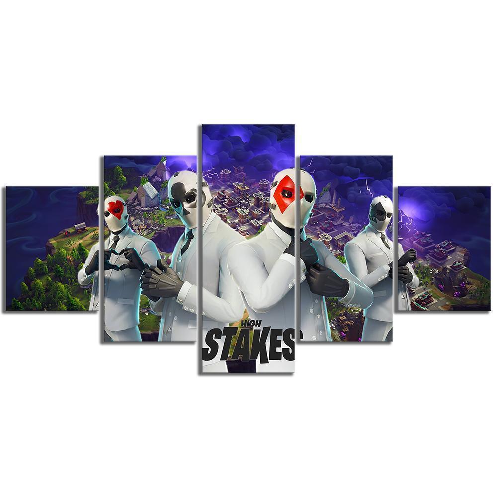 Wild Card High Stakes Fortnite Map - Gaming 5 Panel Canvas Art Wall Decor Wild Card High Stakes Fortnite Map - Gaming 5 Panel Canvas Art Wall Decor