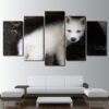 Wild White Wolf Cubs - Animal 5 Panel Canvas Art Wall Decor
