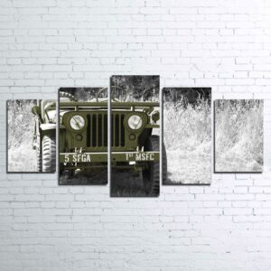 Willys Military Jeep - Automotive 5 Panel Canvas Art Wall Decor