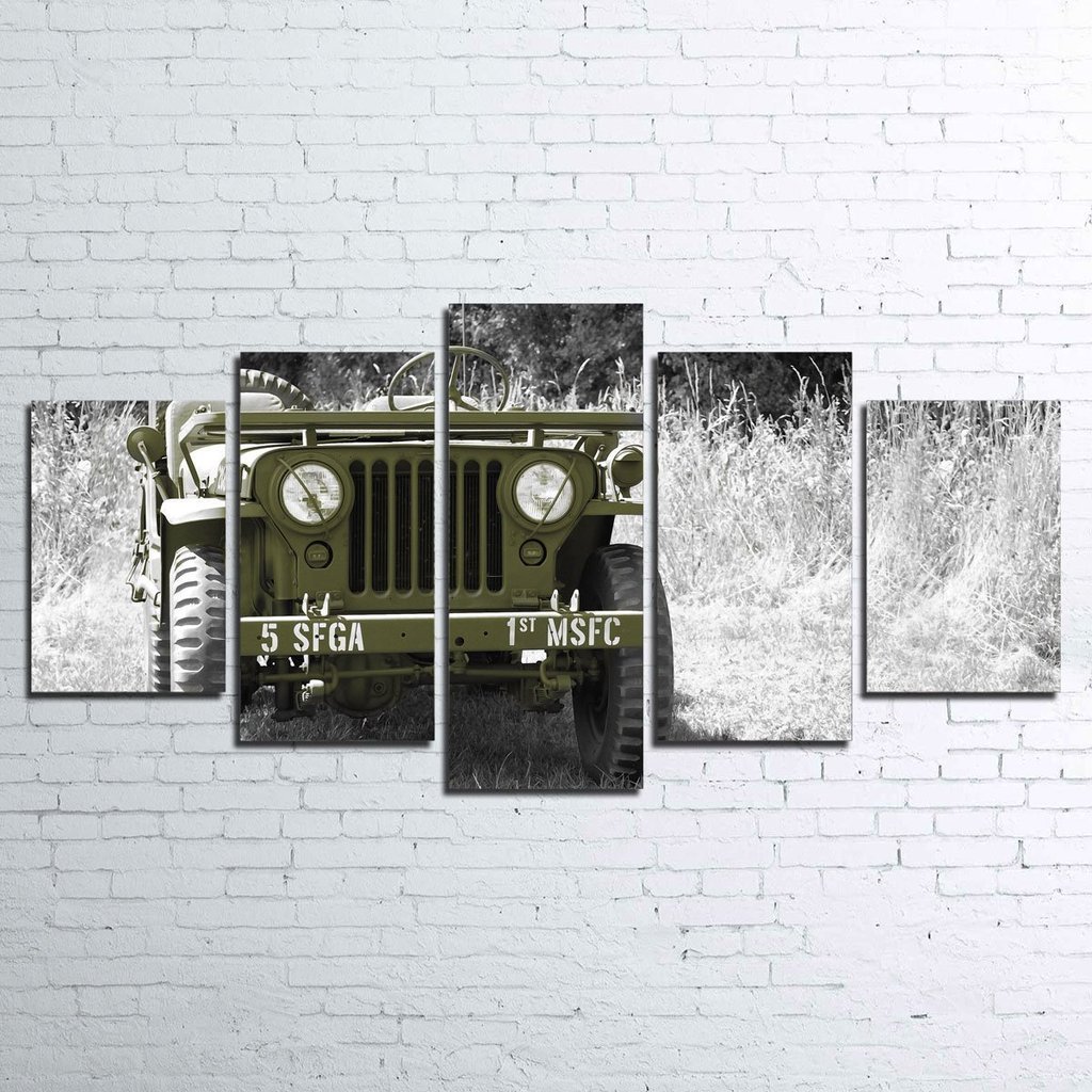 Willys Military Jeep - Automotive 5 Panel Canvas Art Wall Decor Willys Military Jeep - Automotive 5 Panel Canvas Art Wall Decor