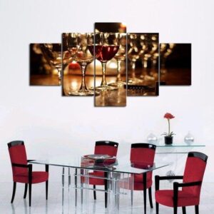 Wine Glasses - Wine 5 Panel Canvas Art Wall Decor