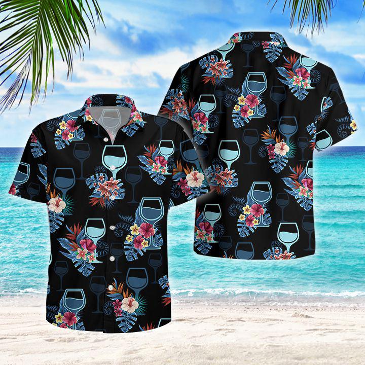 Wine Hawaiian Shirt Summer Button Up Wine Hawaiian Shirt Summer Button Up