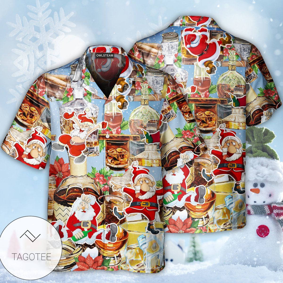 Wine Whiskey Merry Christmas Hawaiian Shirt Wine Whiskey Merry Christmas Hawaiian Shirt