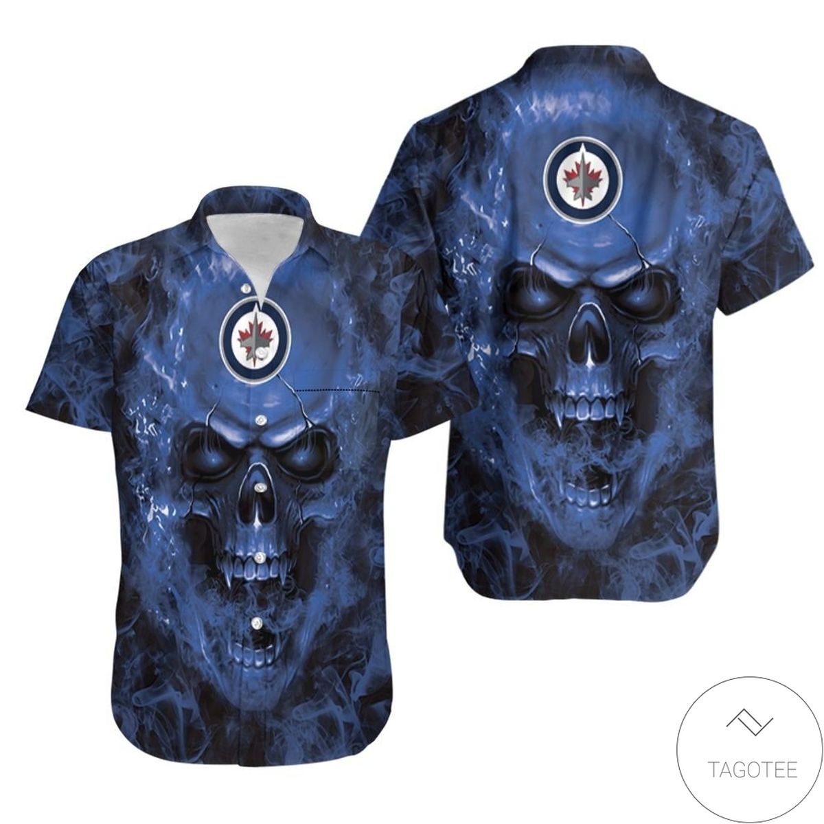 Winnipeg Jets Nhl Fan Skull Hawaiian Shirt Winnipeg Jets Nhl Fan Skull Hawaiian Shirt