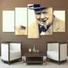 Winston Churchill - Famous Person 5 Panel Canvas Art Wall Decor