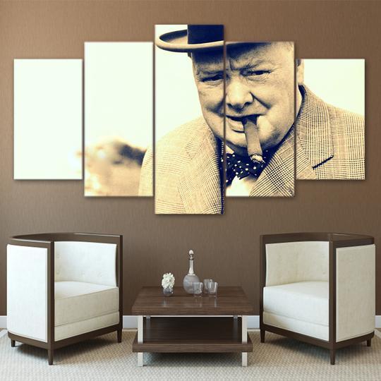 Winston Churchill - Famous Person 5 Panel Canvas Art Wall Decor Winston Churchill - Famous Person 5 Panel Canvas Art Wall Decor