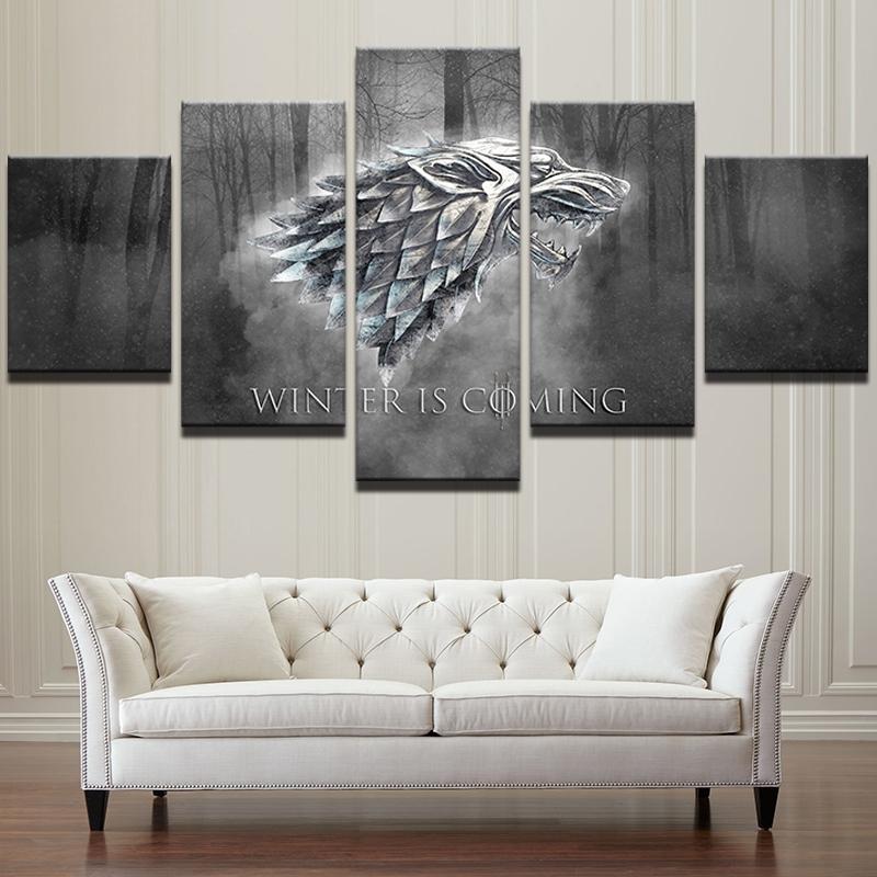 Winter Is Coming Game Of Thrones - Movie 5 Panel Canvas Art Wall Decor Winter Is Coming Game Of Thrones - Movie 5 Panel Canvas Art Wall Decor