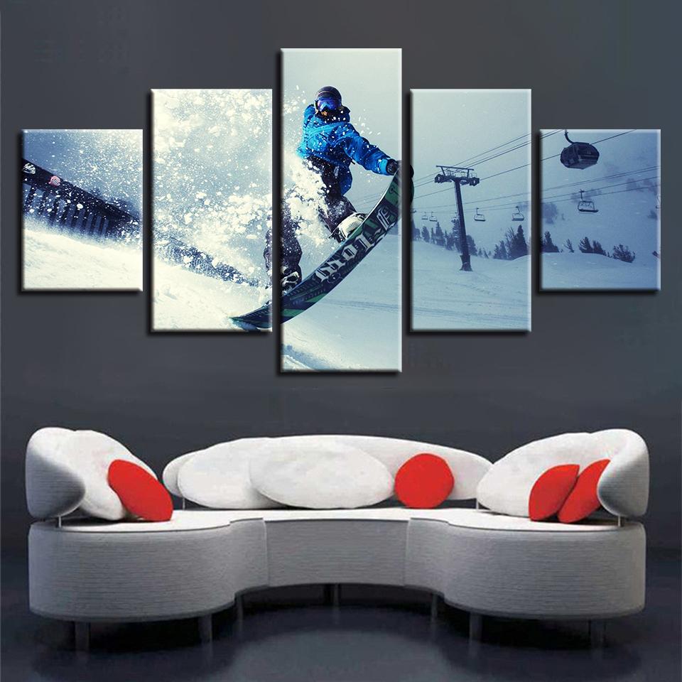 Winter Sports Skiing - Sport 5 Panel Canvas Art Wall Decor Winter Sports Skiing - Sport 5 Panel Canvas Art Wall Decor