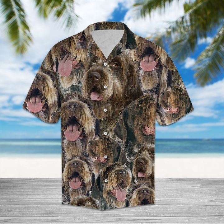 Wirehaired Pointing Griffon Hawaiian Shirt Summer Button Up Wirehaired Pointing Griffon Hawaiian Shirt Summer Button Up
