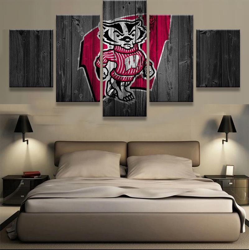 Wisconsin Badgers - Sport 5 Panel Canvas Art Wall Decor Wisconsin Badgers - Sport 5 Panel Canvas Art Wall Decor