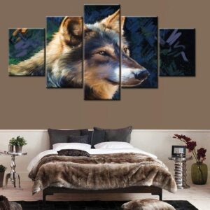 Wolf 11 - Animal 5 Panel Canvas Art Wall Decor