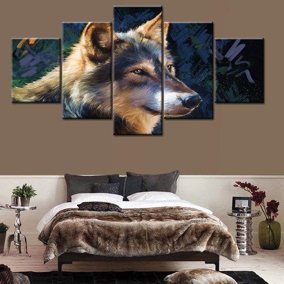 Wolf 11 - Animal 5 Panel Canvas Art Wall Decor Wolf 11 - Animal 5 Panel Canvas Art Wall Decor