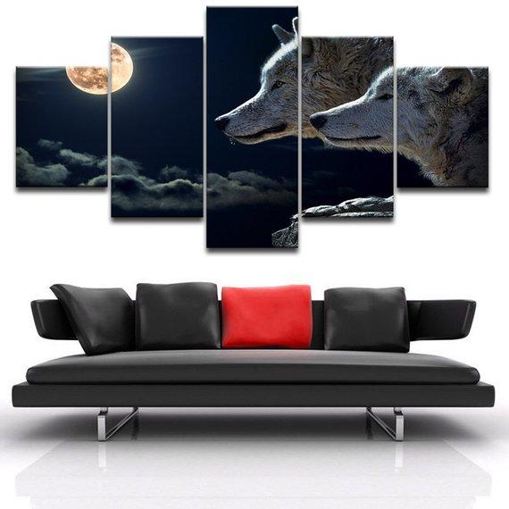 Wolf 13 - Animal 5 Panel Canvas Art Wall Decor Wolf 13 - Animal 5 Panel Canvas Art Wall Decor