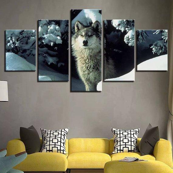 Wolf 15 - Animal 5 Panel Canvas Art Wall Decor Wolf 15 - Animal 5 Panel Canvas Art Wall Decor