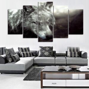 Wolf 9 - Animal 5 Panel Canvas Art Wall Decor