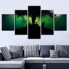 Wolf Aurora Forest Night - Nature 5 Panel Canvas Art Wall Decor
