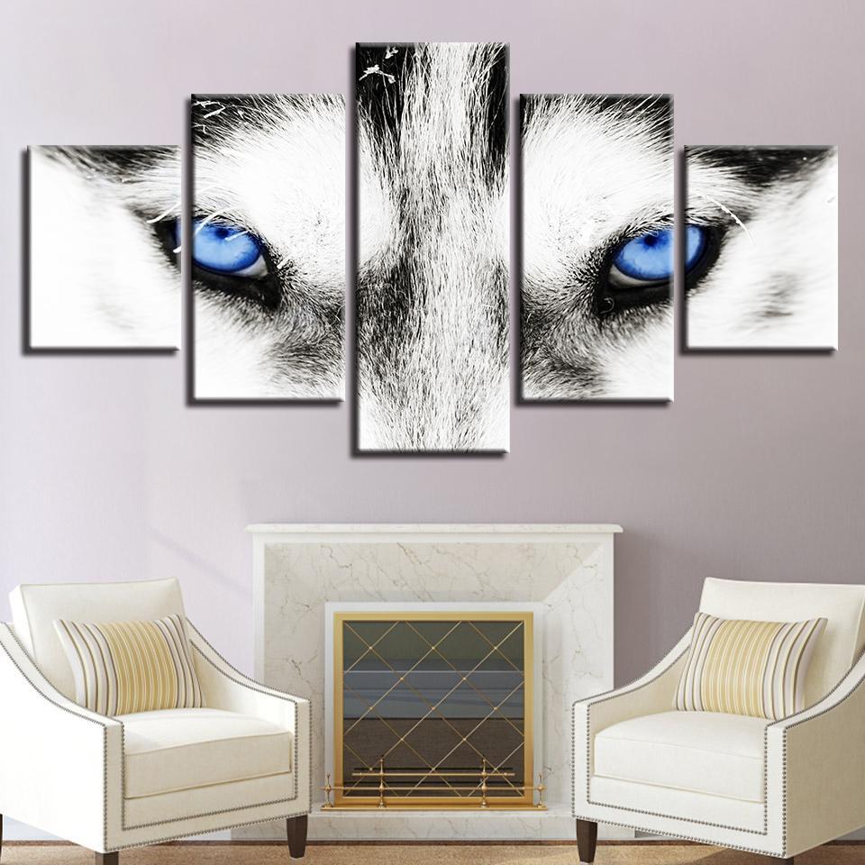 Wolf Eyes - Animal 5 Panel Canvas Art Wall Decor Wolf Eyes - Animal 5 Panel Canvas Art Wall Decor