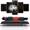 Wolf Have Blue Eyes - Animal 5 Panel Canvas Art Wall Decor