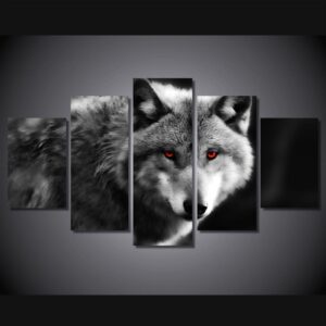 Wolf Spirit - Abtract Animal 5 Panel Canvas Art Wall Decor
