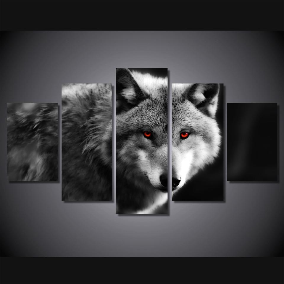 Wolf Spirit - Abtract Animal 5 Panel Canvas Art Wall Decor Wolf Spirit - Abtract Animal 5 Panel Canvas Art Wall Decor