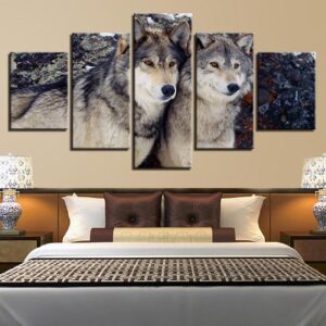 Wolves - Animal 5 Panel Canvas Art Wall Decor