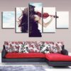 Woman Is Playing The Violin - Music 5 Panel Canvas Art Wall Decor