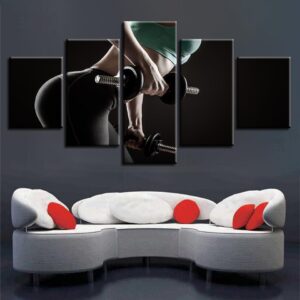 WomenS Dumbbell - Sport 5 Panel Canvas Art Wall Decor