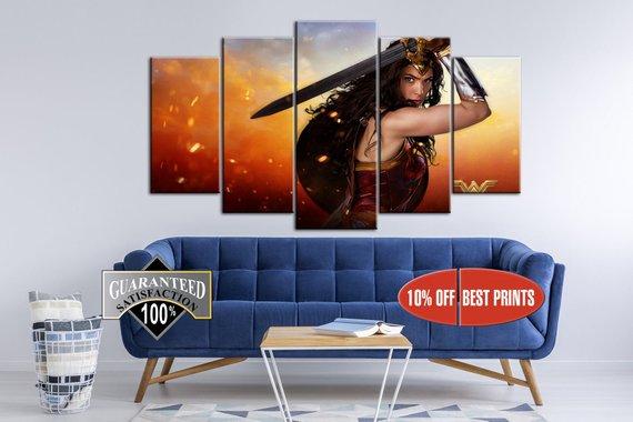Wonder Women 4 - Dc 5 Panel Canvas Art Wall Decor Wonder Women 4 - Dc 5 Panel Canvas Art Wall Decor