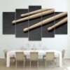 Wooden Drum Sticks Cuadros - Music 5 Panel Canvas Art Wall Decor