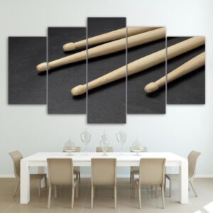 Wooden Drum Sticks Cuadros - Music 5 Panel Canvas Art Wall Decor