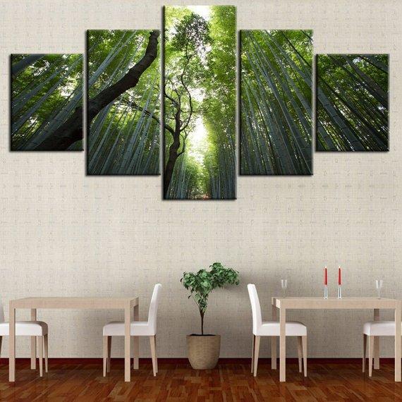 Woodland Trees Forest - Nature 5 Panel Canvas Art Wall Decor Woodland Trees Forest - Nature 5 Panel Canvas Art Wall Decor